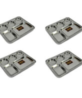 Sonanshi Stainless Steel Lunch/Dinner Plate/Bhojan Thali 5 in 1 Compartments