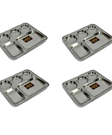 Sonanshi Stainless Steel Lunch/Dinner Plate/Bhojan Thali 5 in 1 Compartments
