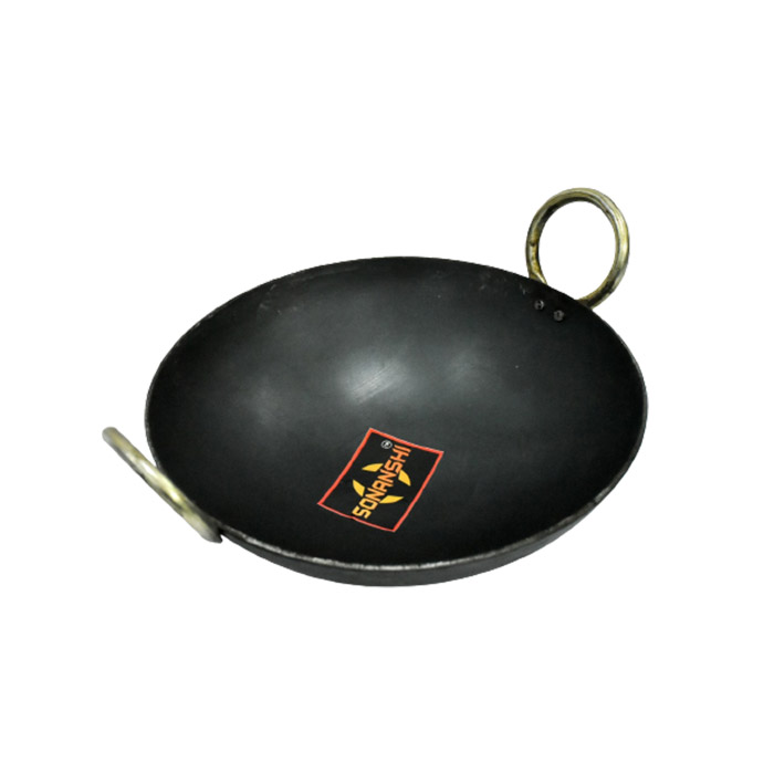 Sonanshi Combo of Iron/Loha/Lokhand Black Premium Durable kadhai (10 Inches) & Pure Iron/Loha Roti/Chapati Tawa (9.5 Inches) with Wooden Handle