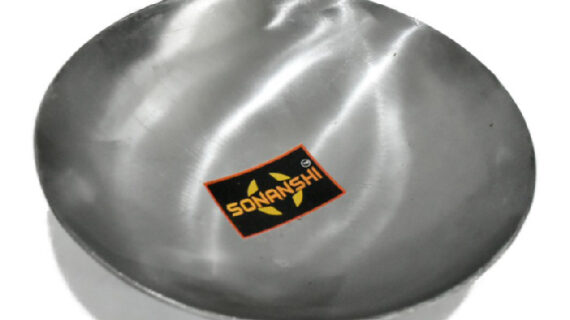 Sonanshi Heavy Pure Iron/Loha Deep Fry Kadhai|Silver - 10 Inches Without Handle