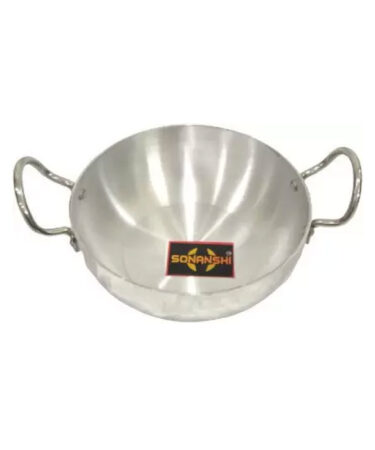 Sonanshi Induction and Gas Stove Base Aluminium Kadhai with Stainless Steel Handle
