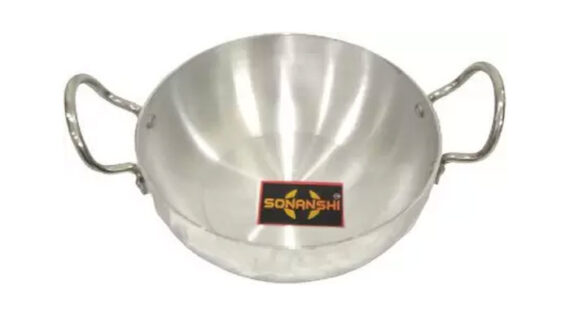 Sonanshi Induction and Gas Stove Base Aluminium Kadhai with Stainless Steel Handle