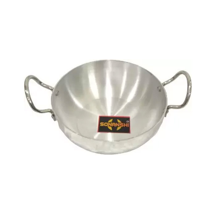 Sonanshi Induction and Gas Stove Base Aluminium Kadhai with Stainless Steel Handle