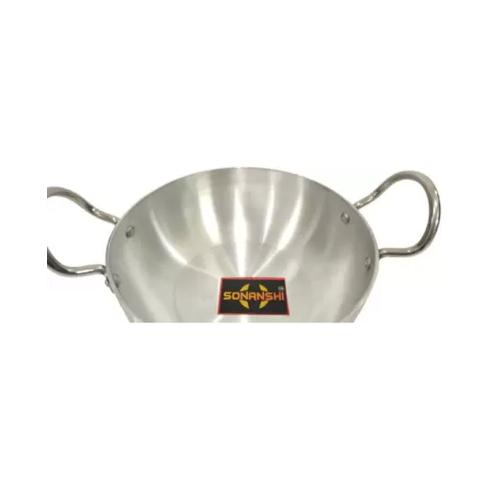 Sonanshi Induction and Gas Stove Base Aluminium Kadhai with Stainless Steel Handle