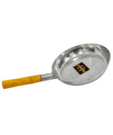 Sonanshi Iron Tadka Pan with Wooden Handle for Cooking