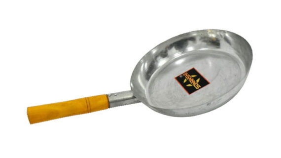 Sonanshi Iron Tadka Pan with Wooden Handle for Cooking