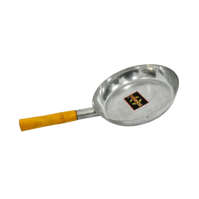 Sonanshi Iron Tadka Pan with Wooden Handle for Cooking
