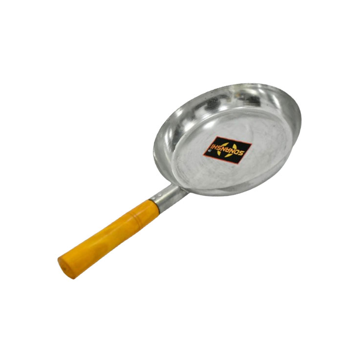Sonanshi Iron Tadka Pan with Wooden Handle for Cooking