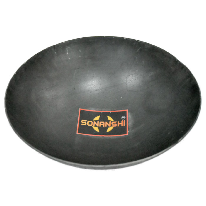 Sonanshi Pure Iron/Loha Deep Fry Kadhai|Black - 10 Inches Without Handle