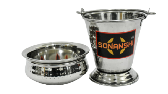 Sonanshi Serving Set Bucket/Baalti and Bowl (Pack of 2)