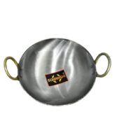 Sonanshi Silver Iron/loha/lokhand Kadhai 10 Inches for Cooking/Frying with Large Handle