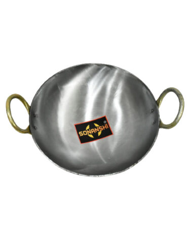 Sonanshi Silver Iron/loha/lokhand Kadhai 10 Inches for Cooking/Frying with Large Handle