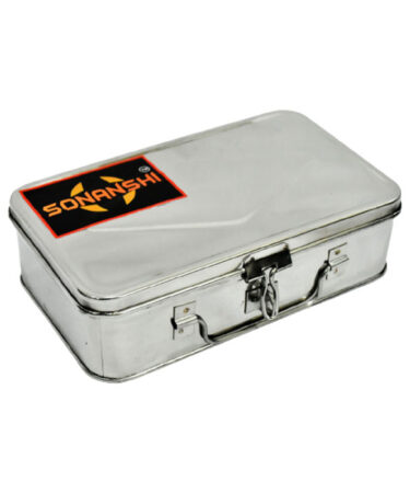 Sonanshi Stainless Steel Bank Locker Box / Cash Box / Jewellery Box - Rectangle Shape (Size: 7.5 x 4.5 x 2.5 Inches)