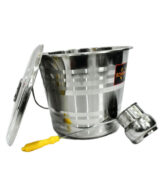 Sonanshi Stainless Steel Jointless Leak Proof Water Bucket(with LID) & Water Dispenser Ladle