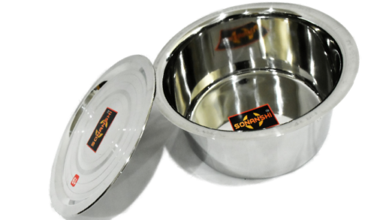 Sonanshi Stainless Steel Bhagona/Patila/Tapeli/Handi with LID