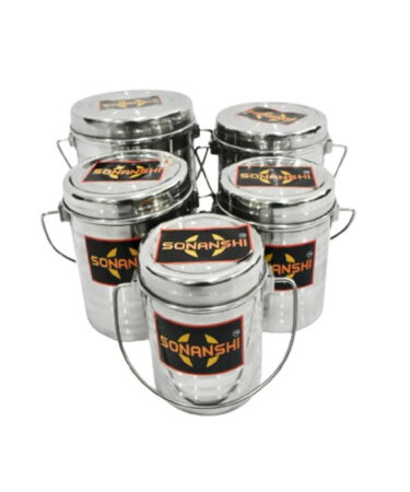 Sonanshi Steel Milk/Ghee/Oil/Water Container with LID (Silver)