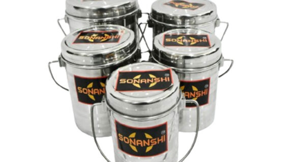 Sonanshi Steel Milk/Ghee/Oil/Water Container with LID (Silver)