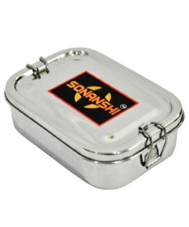 Sonanshi Eco Friendly Stainless Steel Food Compartment Lunch Box for School/Office (Size: 5.75 x 4.25 x 2 Inches)