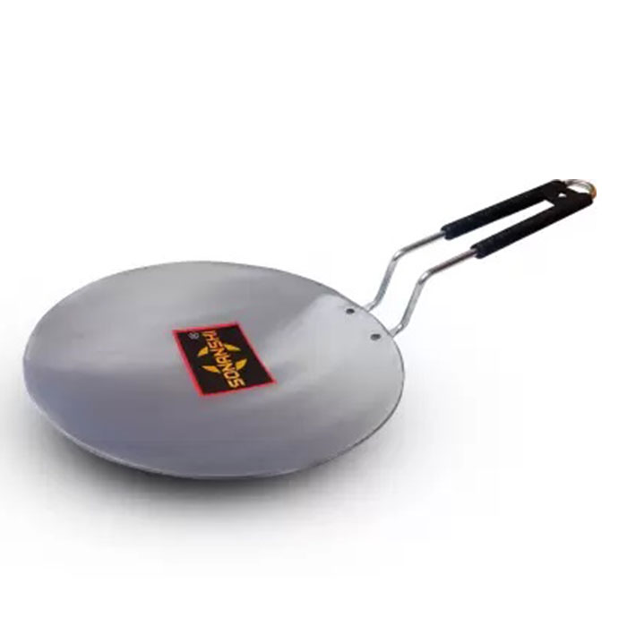 Sonanshi Pure Iron/Loha Roti/Chapati Tawa 9.5 Inches Silver with PVC Handle