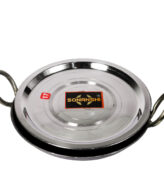 Sonanshi Iron/Loha/Lokhand Black Kadhai for Cooking on Stove/Induction(10.5 inches Dia) with Stainless Steel LID