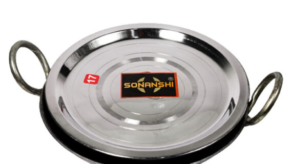 Sonanshi Iron/Loha/Lokhand Black Kadhai for Cooking on Stove/Induction(10.5 inches Dia) with Stainless Steel LID