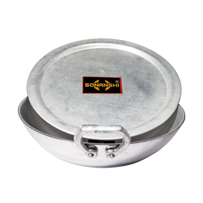Sonanshi Aluminium Kadai/Frying Pan for Cooking/Tadka/Frying with LID