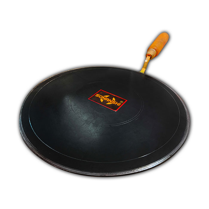 Sonanshi Black Dosa Tawa Pure Iron with Wooden Handle Especially Designed for Dosa/Uttpam/South Indian Dishes (12 Inch Dia)