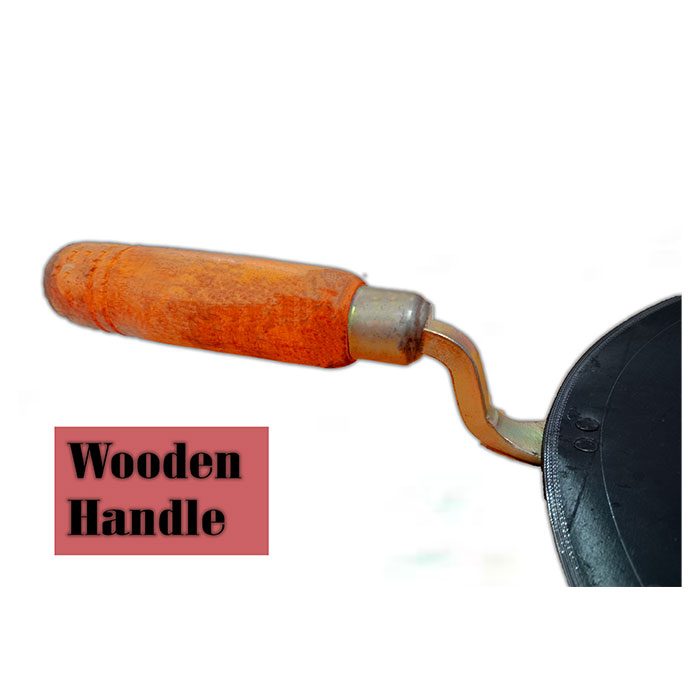 Sonanshi Black Dosa Tawa Pure Iron with Wooden Handle Especially Designed for Dosa/Uttpam/South Indian Dishes (12 Inch Dia)