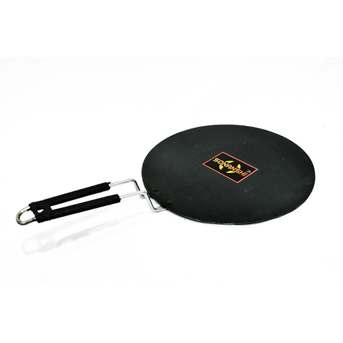 Sonanshi Black Dosa Tawa Pure Iron with Handle Especially Designed for Dosa/Uttpam/South Indian Dishes 12 Inches Diameter(Flat)