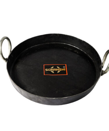 Sonanshi Iron/Loha Flat Kadai/Tavi/Fry Pan/Tai for Making Jalebi, Dal Tadka (12 Inces Dia)