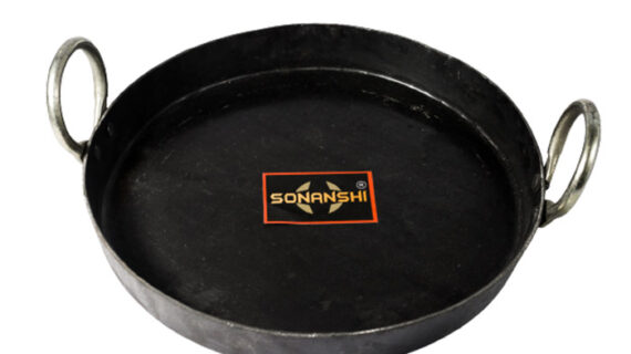 Sonanshi Iron/Loha Flat Kadai/Tavi/Fry Pan/Tai for Making Jalebi, Dal Tadka (12 Inces Dia)