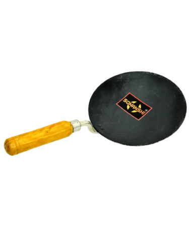 Sonanshi Pure Iron/Loha Roti/Chapati Tawa/Frying pan 9.5 Inches Black with Wooden Handle (Handle Color May Vary)
