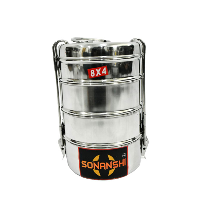 Sonanshi Stainless Steel Food Grade Lunch Box | Traditional Tiffin Box for School/Office