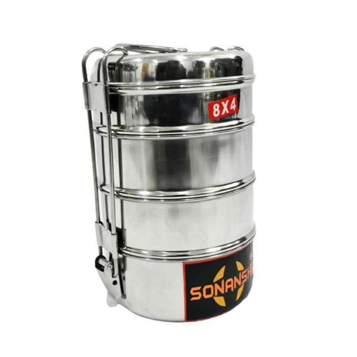Sonanshi Stainless Steel Food Grade Lunch Box | Traditional Tiffin Box for School/Office
