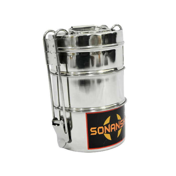 Sonanshi Stainless Steel Food Grade Lunch Box | Traditional Tiffin Box for School/Office