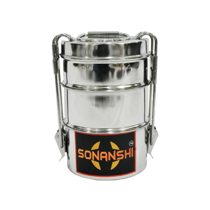Sonanshi Stainless Steel Food Grade Lunch Box | Traditional Tiffin Box for School/Office