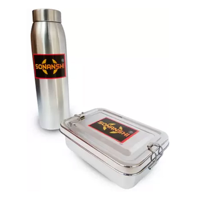 Sonanshi Stainless Steel Lunch Box with Water Bottle for School/Office