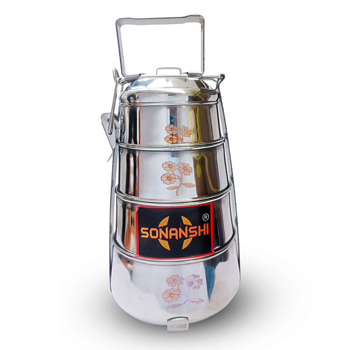 Sonanshi Stainless Steel Pyramid Shape Tiffin/Carrier for Office/College/School