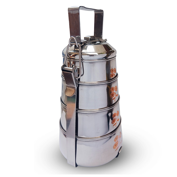 Sonanshi Stainless Steel Pyramid Shape Tiffin/Carrier for Office/College/School