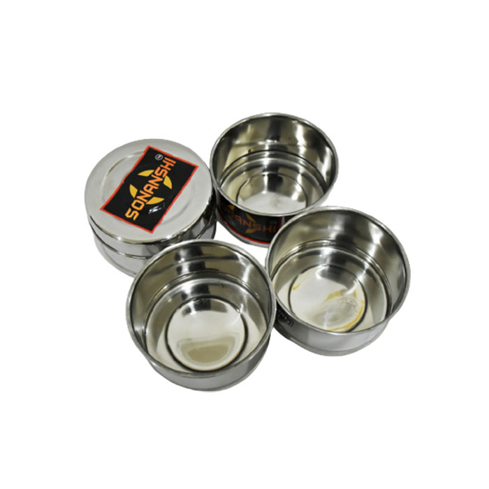 Sonanshi Stainless Steel Traditional Indian Tiffin Carrier l Lunch Boxes for School/Office/College (4 Tier)