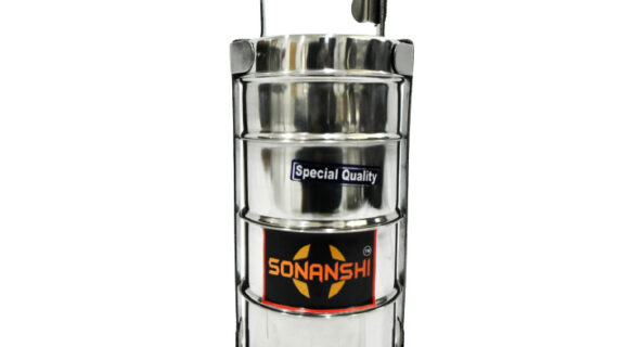 Sonanshi Stainless Steel Traditional Indian Tiffin Carrier l Lunch Boxes for School/Office/College (4 Tier)