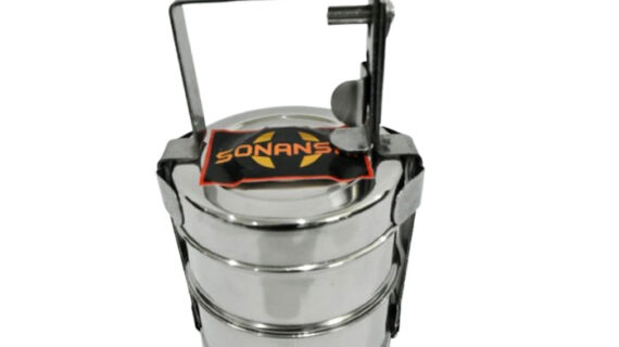 Sonanshi Stainless Steel Traditional Indian Tiffin Carrier l Lunch Boxes for School/Office/College (2 Tier)