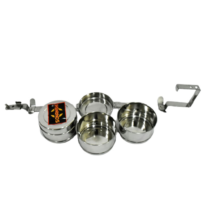 Sonanshi Stainless Steel Traditional Indian Tiffin Carrier l Lunch Boxes for School/Office/College (3 Tier)