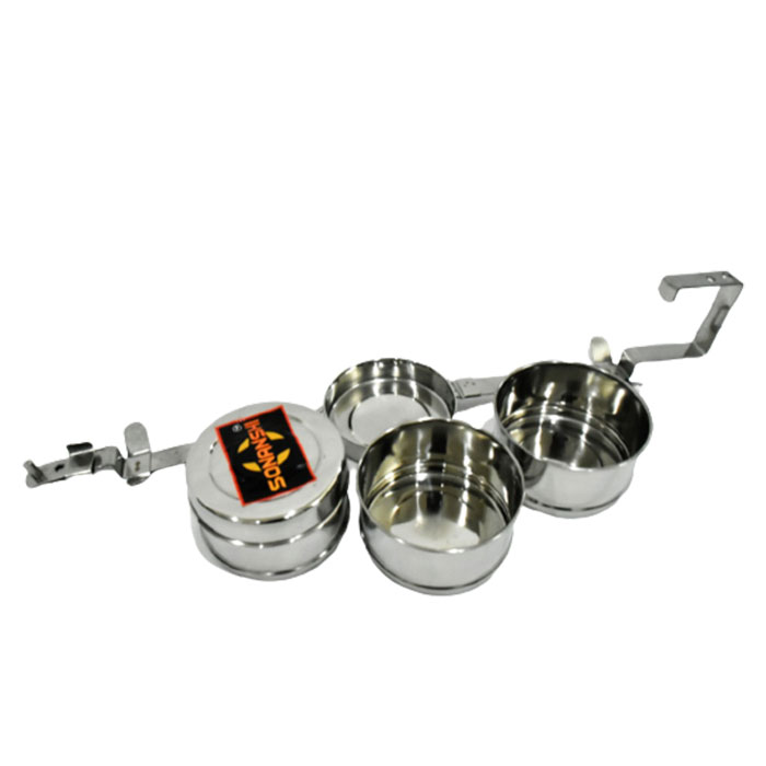 Sonanshi Stainless Steel Traditional Indian Tiffin Carrier l Lunch Boxes for School/Office/College (3 Tier)